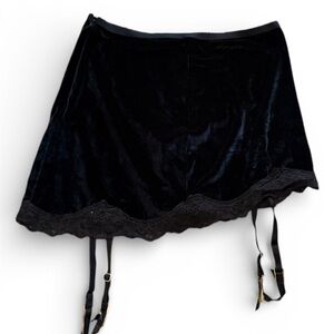 Victoria Secret Velvet Garter Skirt with Lace Trim